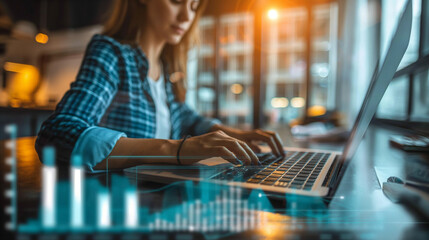 Business professionals analyzing data charts on a computer monitor, reflecting strategic business planning, financial analysis, and corporate growth concepts