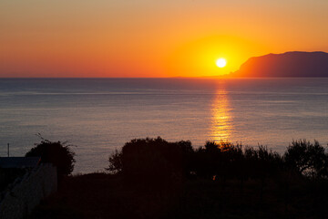 Panoramic picture. Sunrise on the paradise Mediterranean sea bay near Scopello - 746128066