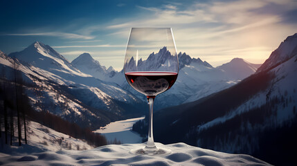 A glass of red wine on the table, commercial shot - obrazy, fototapety, plakaty