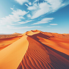 Fototapeta na wymiar Sweeping Saharan Dunes Under a Clear Blue Sky
