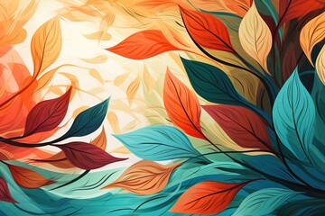 Abstraction, floral background. stylized leaves