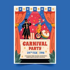 flat carnival vertical poster template design vector illustration