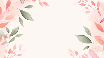 Obraz premium Watercolor floral frame border with green leaves, branches and elements
