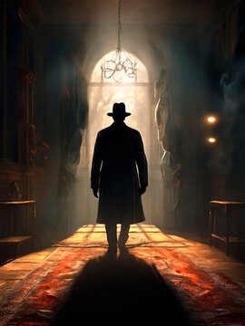 Diverse Detective solving a crime, for mystery book cover.