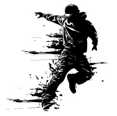 Silhouette vectorielle noire d'un danseur hip hop - obrazy, fototapety, plakaty
