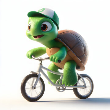 Turtle rides a bicycle