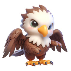 3D CUTE eagle isolated on white background	