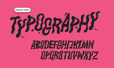 Vector Hand Drawn Alphabet. Trendy Liquid and Groovy Letters. Decorative Artistic Font. Y2K Letters Style.	