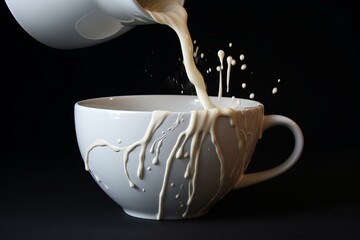 Detailed Hand pouring late. Mug pitcher. Generate Ai