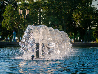 Water Fountain in the city park. general plan