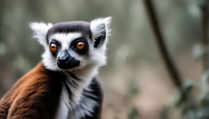 Photo portrait of lemur, wild photography