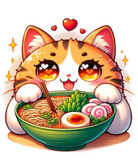 Ramen Cat Kawaii Anime Cat Ramen Lover AI generated