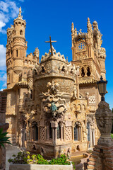 Fototapeta na wymiar Castillo de Colomares is a monument built like fairytale castle, dedicated to Christopher Columbus. Banalmadena, Spain