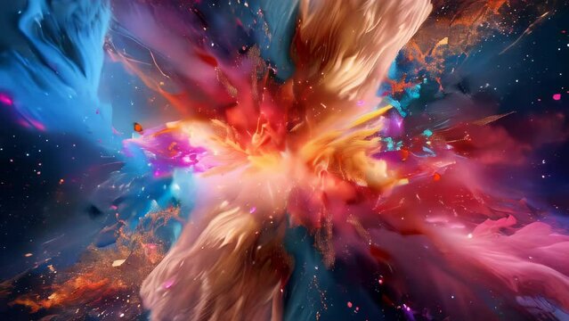 Abstract colorful background with space and stars. Fractal art. 3D rendering.
