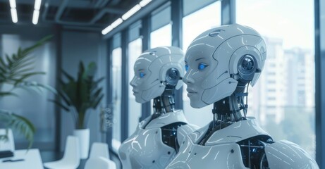 Office workspace working by robot AI