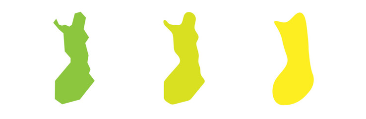 Finland country black outline and colored country silhouettes in three different levels of smoothness. Simplified maps. Vector icons isolated on white background.
