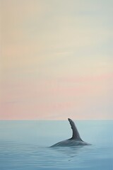 Naklejka premium Gentle giant of the sea, in minimalist white lines, against a pastel morning sky