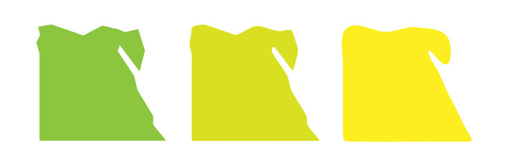 Obraz premium Egypt country black outline and colored country silhouettes in three different levels of smoothness. Simplified maps. Vector icons isolated on white background.