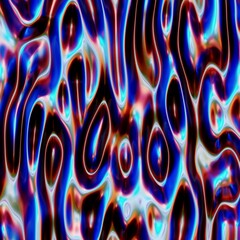 Abstract, fluid and colorful 3D background texture. Modern and contemporary feel. Metallic, iridescent and reflective with shades of cyan, orange, blue, purple, red