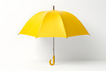 Yellow Umbrella With Wooden Handle. AI generated