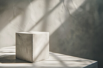A minimalist photo of a gray cube against a gray background.