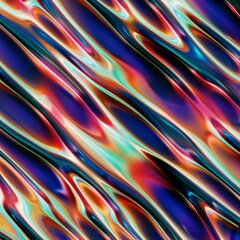 Abstract, fluid and colorful 3D background texture. Modern and contemporary feel. Metallic, iridescent and reflective with shades of red, orange, green, purple, yellow, blue