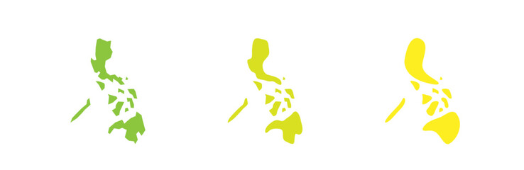 Philippines country black outline and colored country silhouettes in three different levels of smoothness. Simplified maps. Vector icons isolated on white background.