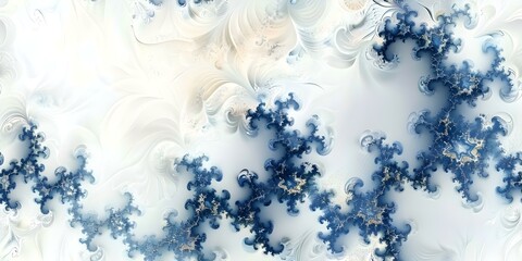Fototapeta na wymiar Design backdrop intricate blue fractal pattern against clean white background seamless background. Concept Fractal Pattern Design, Blue and White Backdrop, Seamless Background