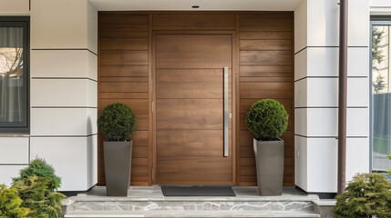 Contemporary Entryway: Minimalist Wooden Door
