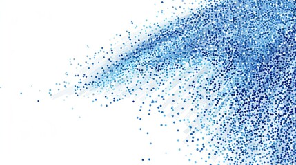 Obraz premium Abstract blue on white background frame of geometric shapes. Pattern of particles, molecules, fragments, dots, with room for copy.