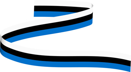 Estonia National Flag Wavy Ribbon