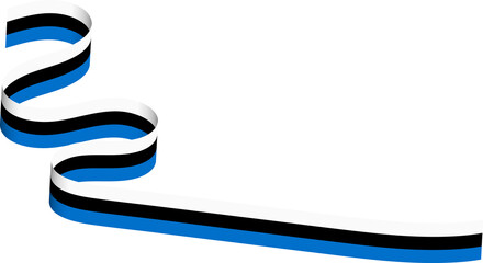 Estonia National Flag Wavy Ribbon