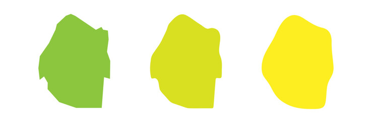 Eswatini country black outline and colored country silhouettes in three different levels of smoothness. Simplified maps. Vector icons isolated on white background.