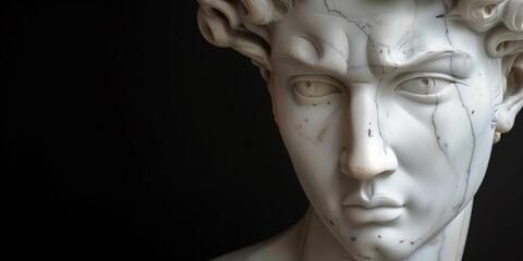 marble bust of a male with a closeup on the face - 746141483