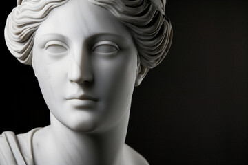 marble bust of a woman with a closeup on the face - 746141490