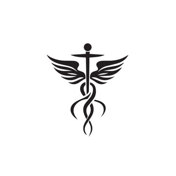 Caduceus health in cartoon, doodle style. Image for t-shirt, web, mobile apps and ui. Isolated 2d vector illustration in logo, icon, sketch style, Eps 10. AI Generative