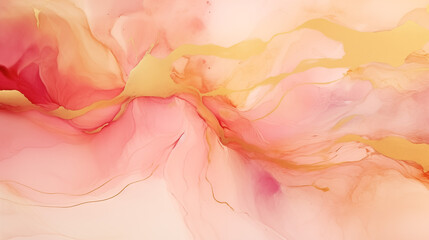 Abstrakcyjne różowe tło - atrament alkoholowy. Jasny nowoczesny obraz - sztuka. Fale i nieregularne kształty - obrazy, fototapety, plakaty