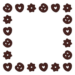 Gingerbread cookies frame on white background vector illustration