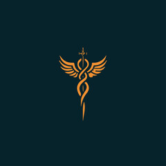 Caduceus health in cartoon, doodle style. Image for t-shirt, web, mobile apps and ui. Isolated 2d vector illustration in logo, icon, sketch style, Eps 10. AI Generative