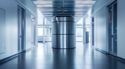 A database cylinder with apartment-style four pane windows on the servers to support the concept of multi-tenant databases. generative AI