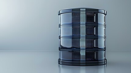 A database cylinder with apartment-style four pane windows on the servers to support the concept of multi-tenant databases. generative AI