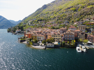 Panoramic view of the historic part of Salo on Lake Garda Italy. 