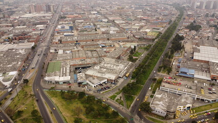 Fototapeta premium aerial images of Bogota with its traffic and green streets