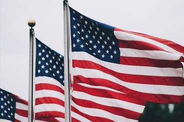 Obraz premium Celebrate Independence Day with Vibrant American Flags, a Symbol of Patriotism and National Pride