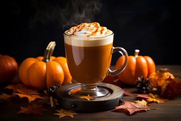 Spiced Pumpkin drink coffee. Spice latte hot. Generate Ai