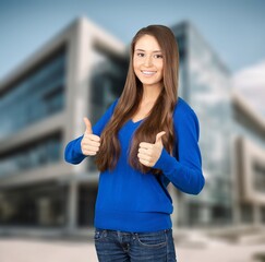 happy young student woman posing