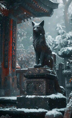 statue of a lion in front of a building