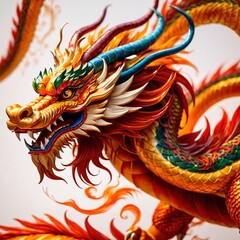 Colorful eastern Cinese dragon, traditional zodiac symbol for Lunar New Year