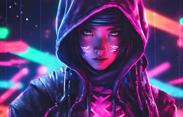 Anime ninja girl illustration