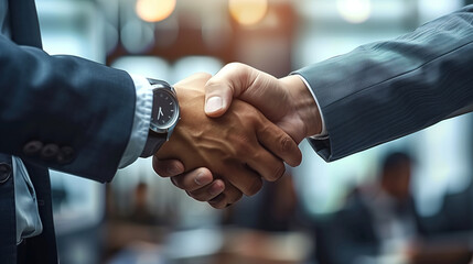 Professional Handshake against Blurred Business Background